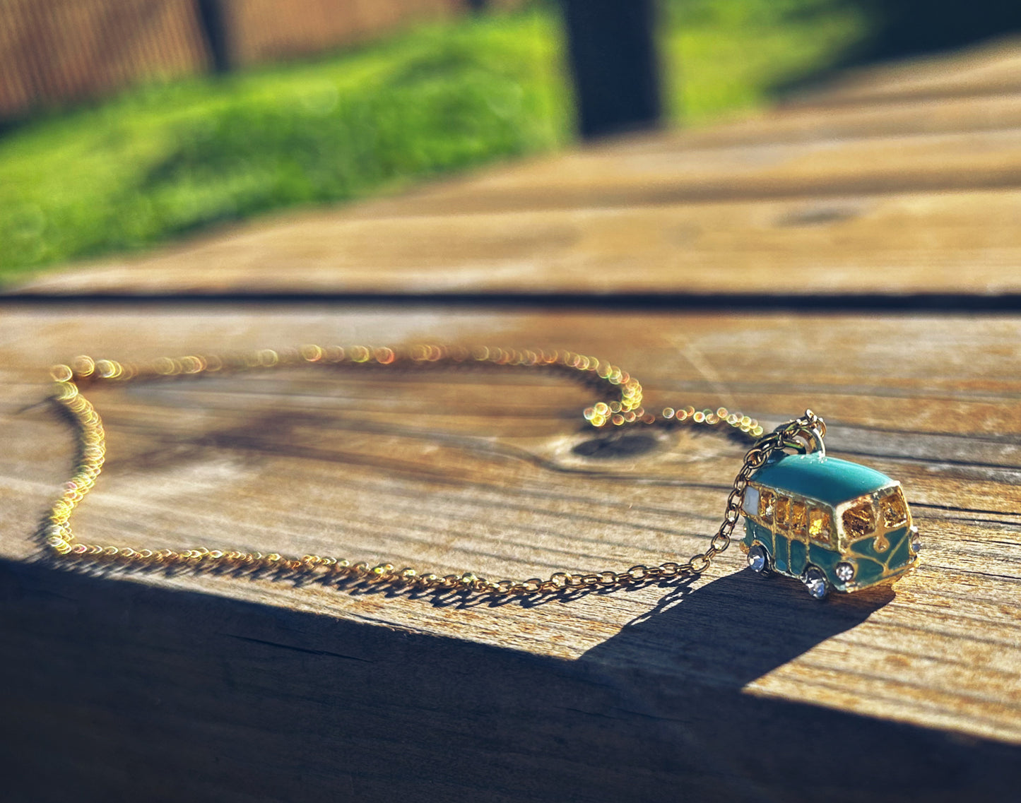 Vintage Van Necklace in Steel and Enamel – Boho Chic Jewelry for Travelers, Adventurers and Nature Lovers van necklace, van life, VW, camper, van, traveler.