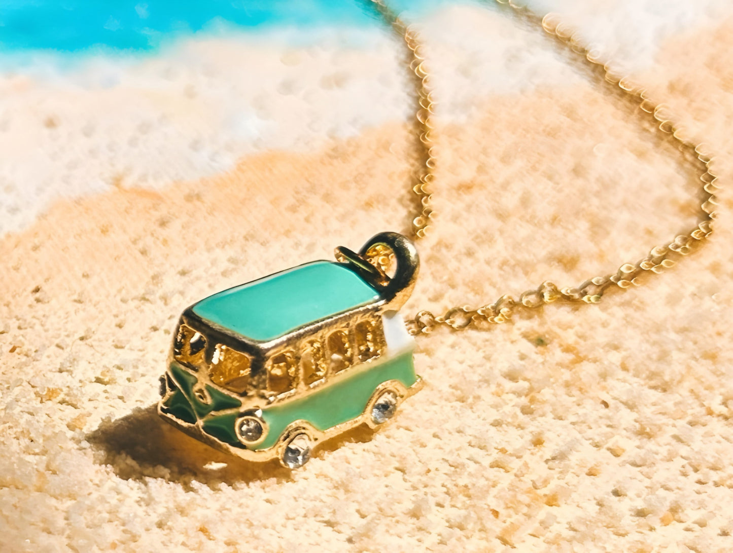 Vintage Steel and Enamel Van Necklace – Boho Chic Jewelry for Travelers, Adventurers, and Nature Lovers, van necklace, van life, VW, camper, van, traveler Van Life Necklace.