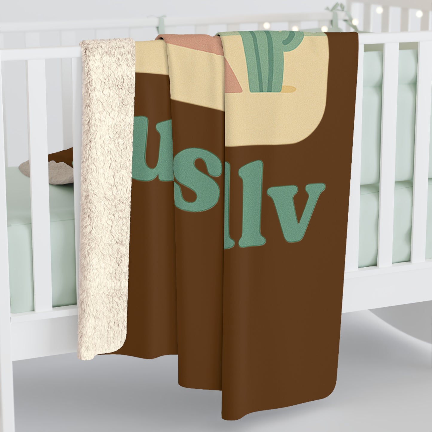 Manta de lana de Sherpa con escena de desierto tipi, manta con diseño de camping retro, regalo de de acampada, glamping