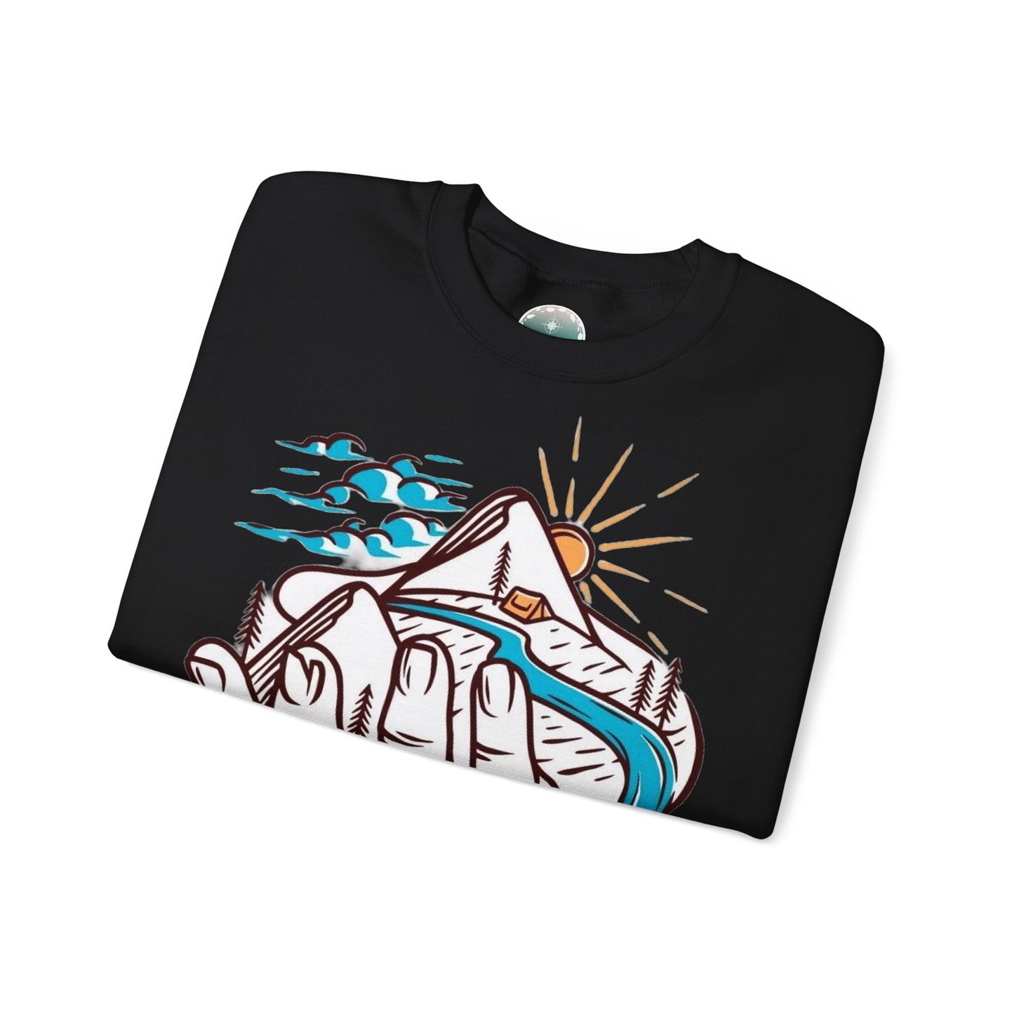 Sudadera Mountain Vibes - Acogedor cuello redondo unisex con diseño natural, ideal para amantes del aire libre, regalos para aventureros, casual. Regalo viajero.
