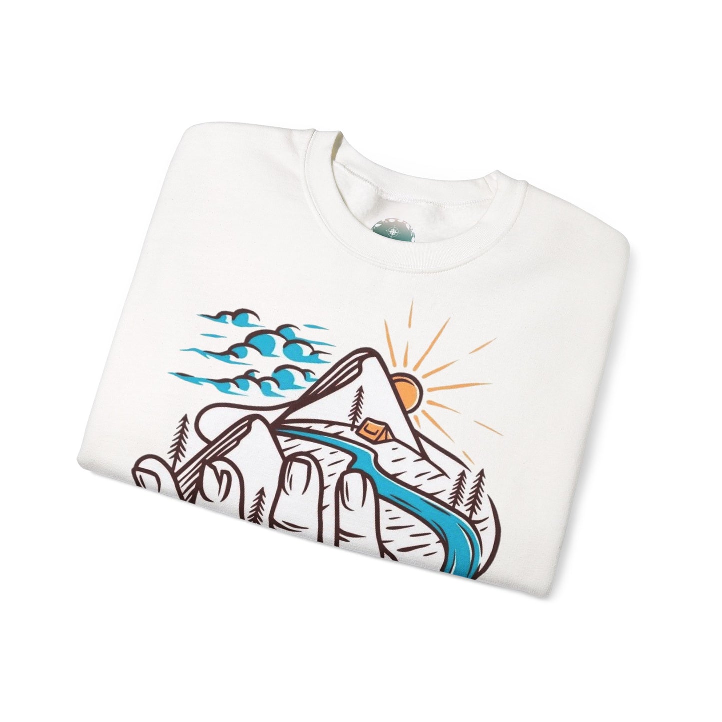 Sudadera Mountain Vibes - Acogedor cuello redondo unisex con diseño natural, ideal para amantes del aire libre, regalos para aventureros, casual. Regalo viajero.