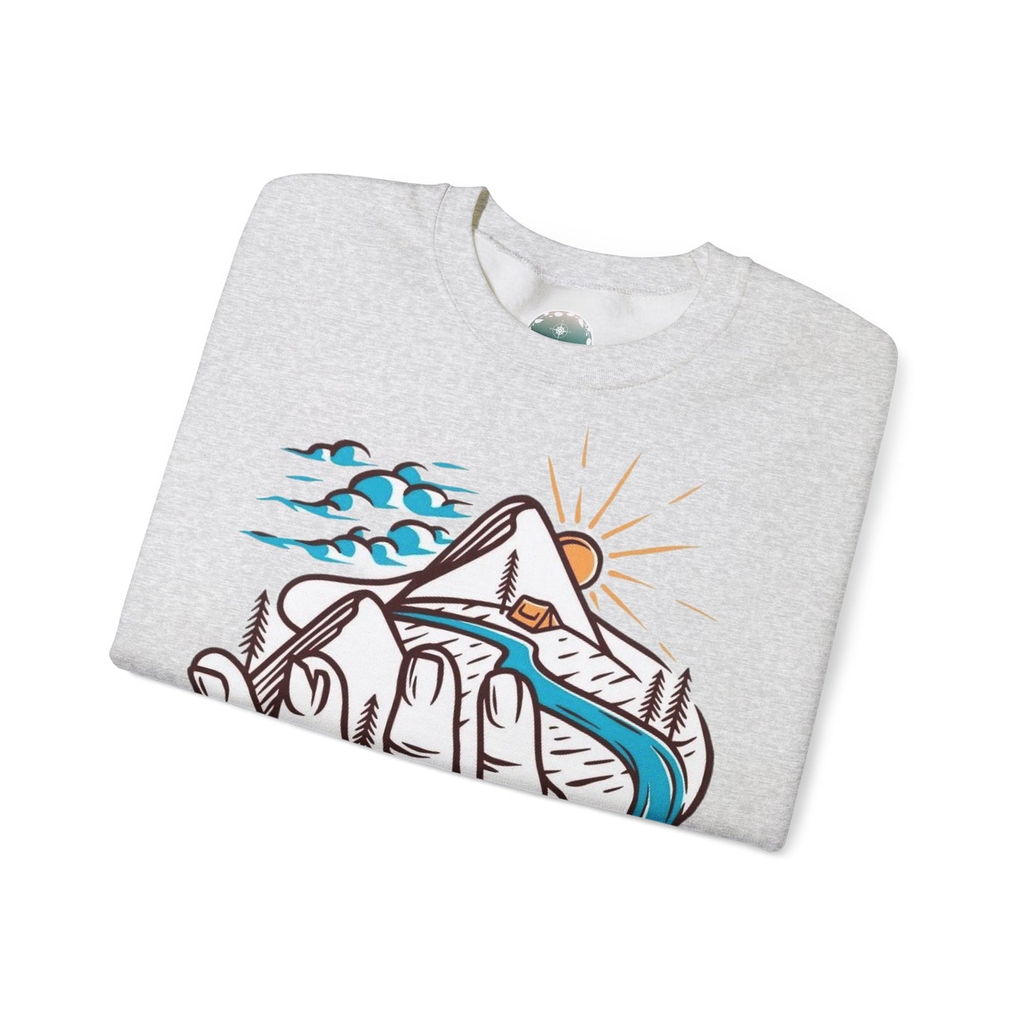 Sudadera Mountain Vibes - Acogedor cuello redondo unisex con diseño natural, ideal para amantes del aire libre, regalos para aventureros, casual. Regalo viajero.