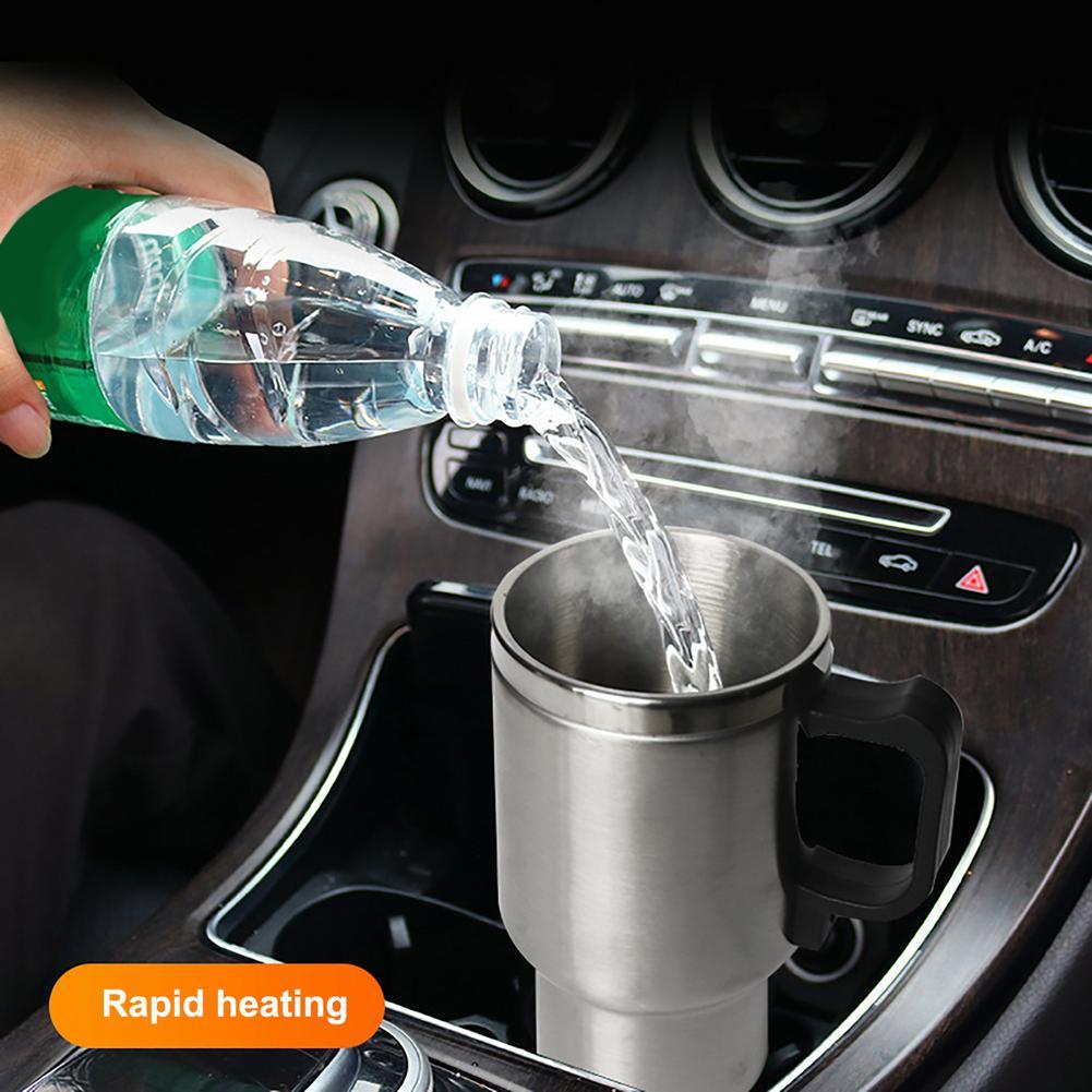 Stainless Steel Vehicle Heating Cup, Electric Heating Car Kettle, Camping, Travel Kettle for Water Coffee Milk, Thermal Cup.