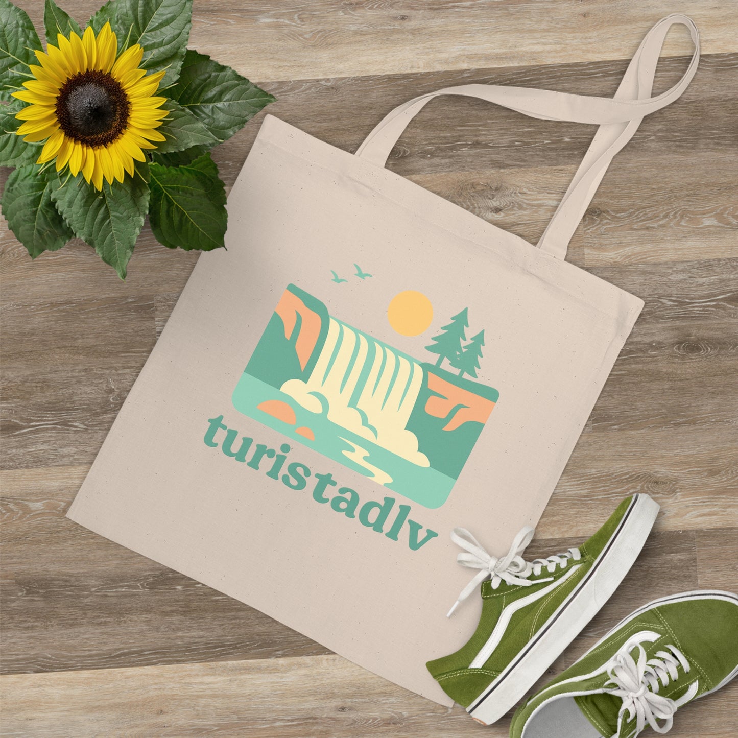 Bolsa de mano de naturaleza, ecológica, bolsa de compras, bolsa de viaje, tote bag, tote de escapada de fin de semana, regalo amante de la naturaleza, cascada