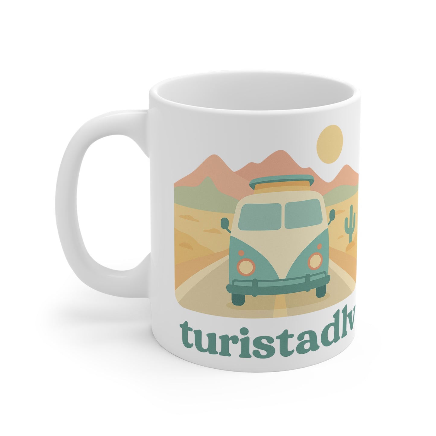 Taza de cerámica de aventura retro, Taza de café vintage Van, regalo de viaje, taza de viaje por carretera, temática de autocaravana, boho.