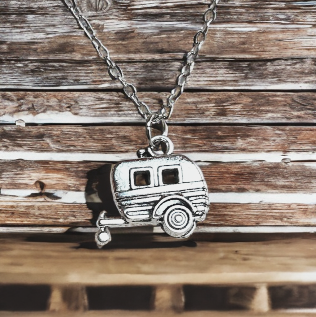 Camping necklace, RV necklace, camping gift, RV charm, camper, camping jewelry, traveler gift, camper necklace
