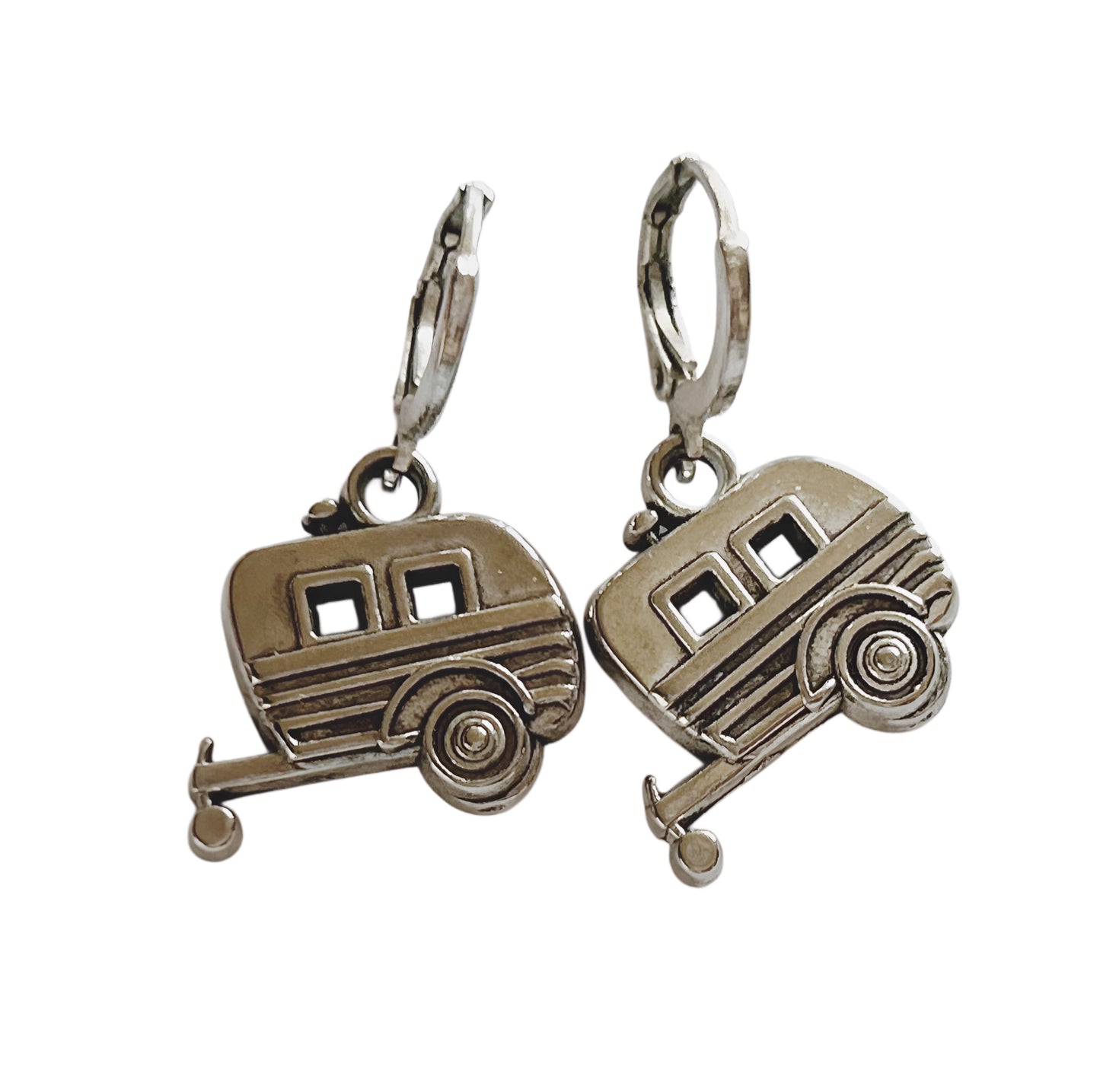 Earring, caravan, RV. Earrings, caravan, adventurer jewelry, hoops, camper, backpacker, hiker, camping, travel, traveler.