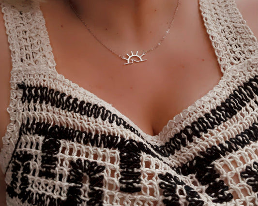Collar de sol y ola, Colgante ola, collar sol, collar ola, collar surfero, surf, colgante de sol, joyas de sol y ola, verano, mar, SUNSHINE.