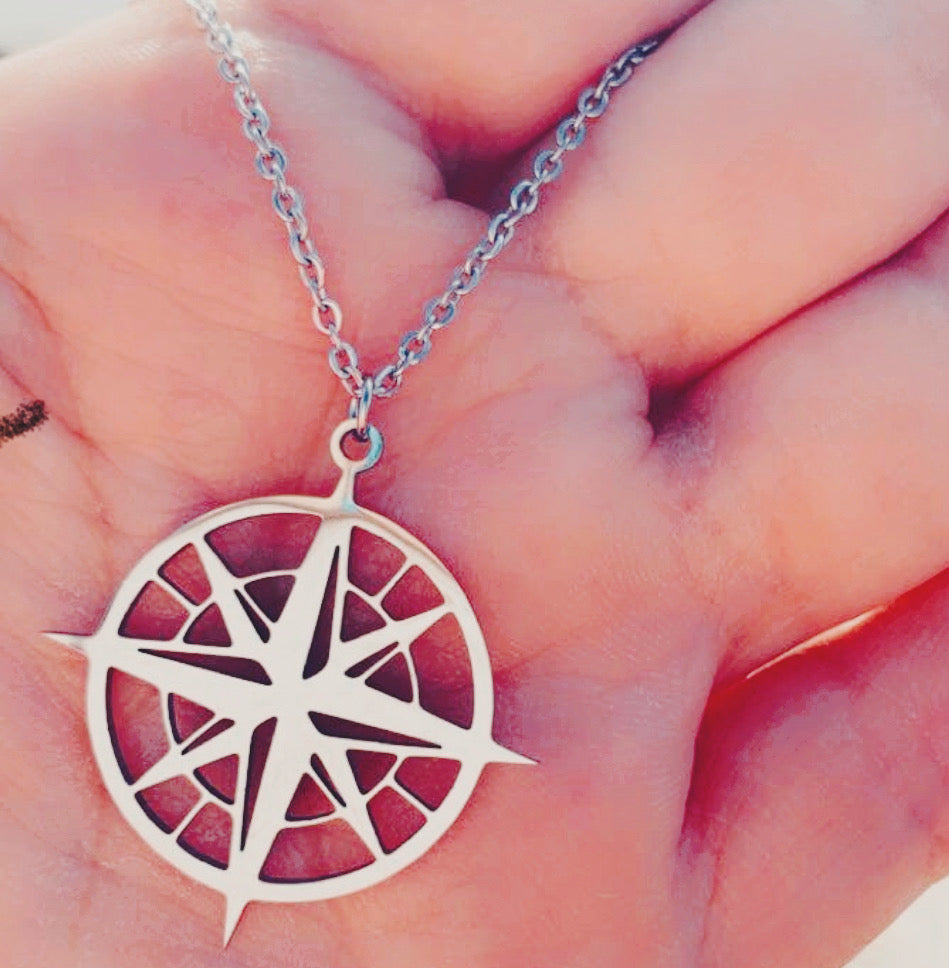 Compass Pendant Necklace, INFINITE PATH, Compass Pendant, Traveler Necklace, Traveler Pendant, Gift for Traveler, Travel, Adventurer.