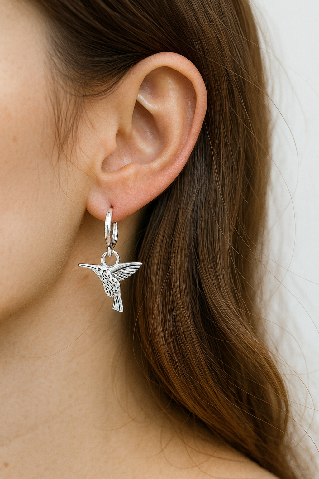 Hummingbird Earrings in Tibetan Silver, Stainless Steel, Handmade Jewelry, Inspired by Nature and Freedom