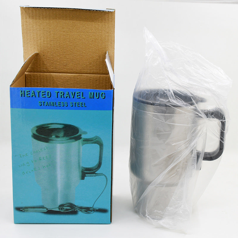Stainless Steel Vehicle Heating Cup, Electric Heating Car Kettle, Camping, Travel Kettle for Water Coffee Milk, Thermal Cup.