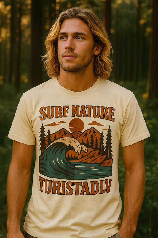 Camiseta de Surf y Naturaleza, camiseta para días de playa, vibraciones de verano, aventuras al aire libre, ecológica, regalo de surfista