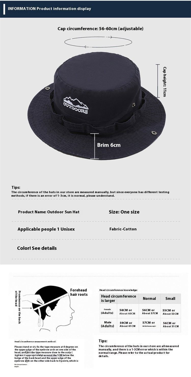 Cotton Sunproof Bucket Hat Mountaineering Club Outdoor Summer Camping Surfing Hat