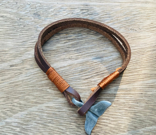 Surfer bracelet, OCEAN, whale tail bracelet, mermaid tail bracelet, leather bracelet, men's bracelet, nautical, summer bracelet.