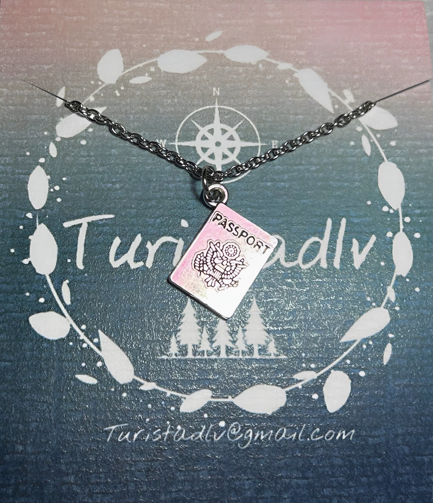 Passport Necklace, Key to New Horizons, Travel Passport Necklace, Accessory for Adventurers and Globetrotters.