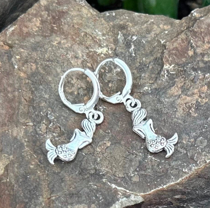 Mermaid earrings, Ocean Woman. Mermaid earrings, little mermaid, mermaid jewelry, hoops, mermaid earrings, summer hoops.