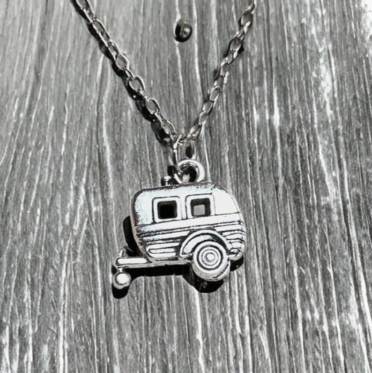 Camping necklace, RV necklace, camping gift, RV charm, camper, camping jewelry, traveler gift, camper necklace