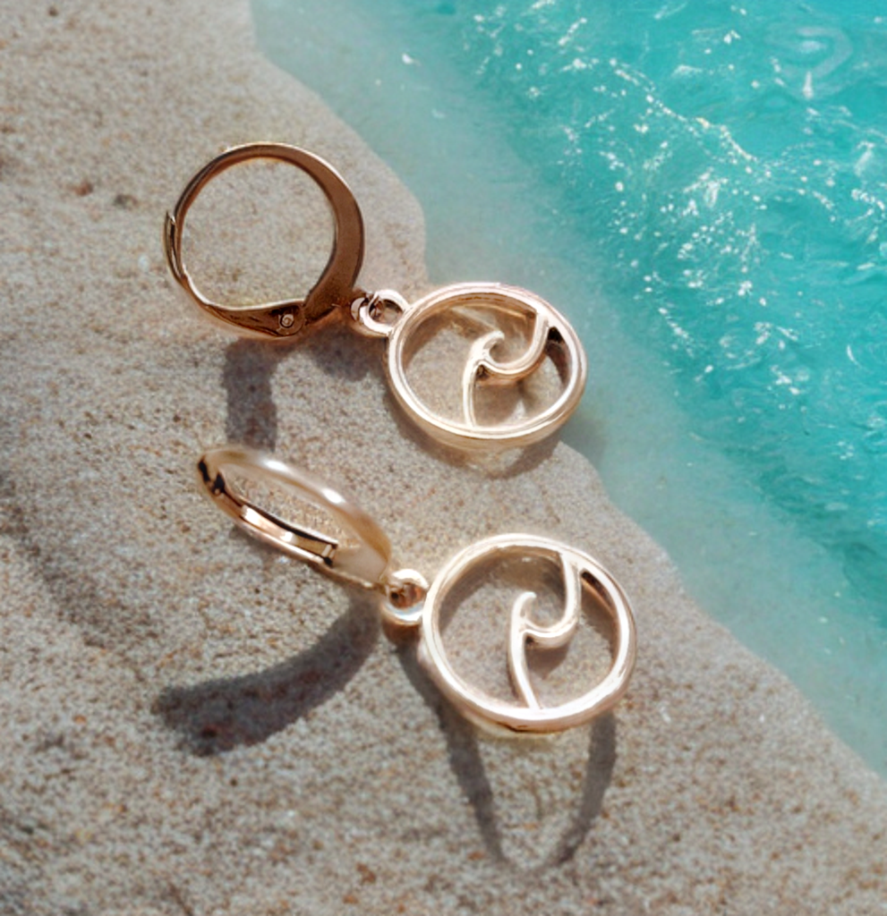 Ocean wave earrings, SURF WAVE, Wave earrings, wave earring, summer earrings, surfer earrings, beach, surf, sea, hoops.