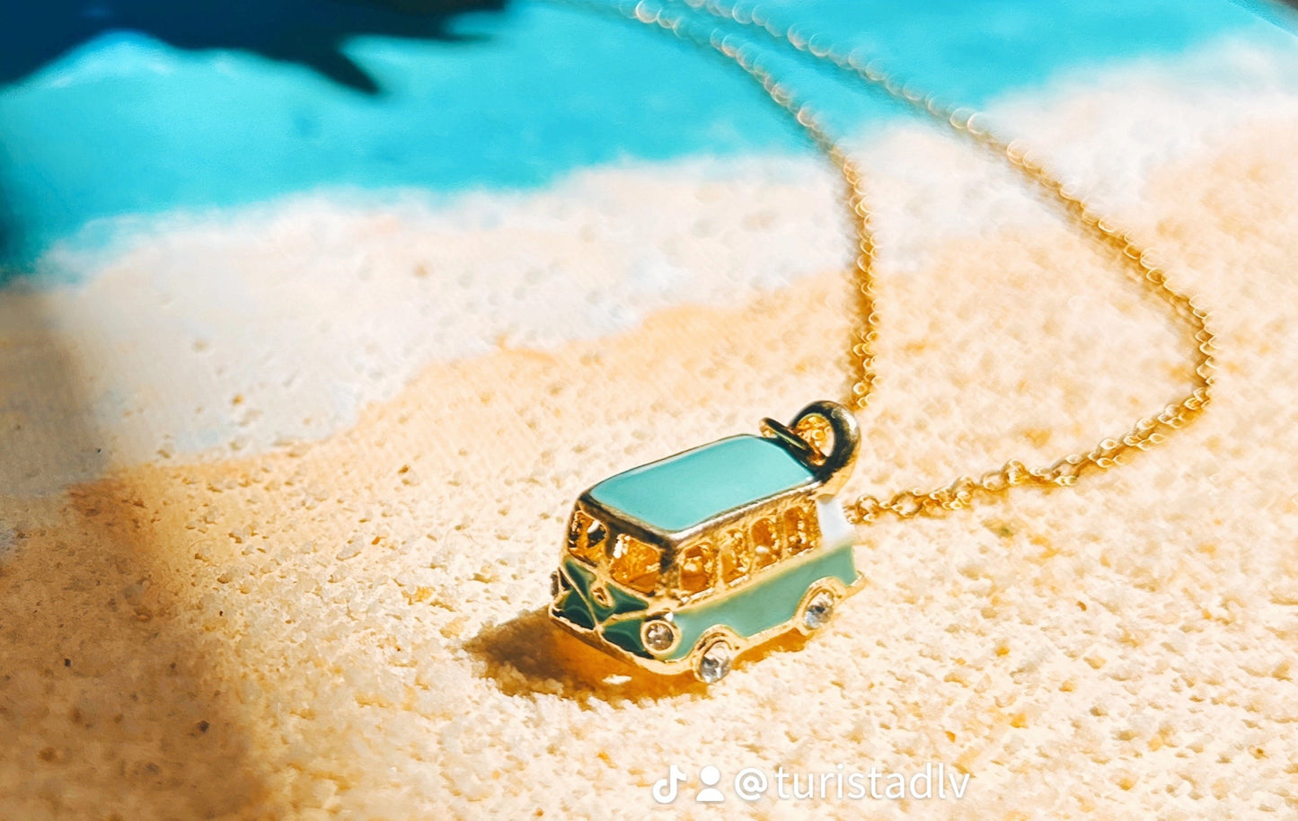 Vintage Steel and Enamel Van Necklace – Boho Chic Jewelry for Travelers, Adventurers, and Nature Lovers, van necklace, van life, VW, camper, van, traveler Van Life Necklace.