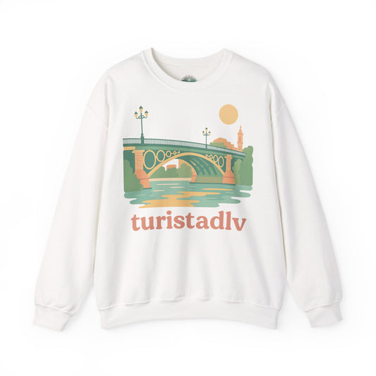 Sudadera de cuello redondo de Sevilla España, regalo de viaje del puente de Triana, suéter de Triana, recuerdo español, suéter de Andalucía