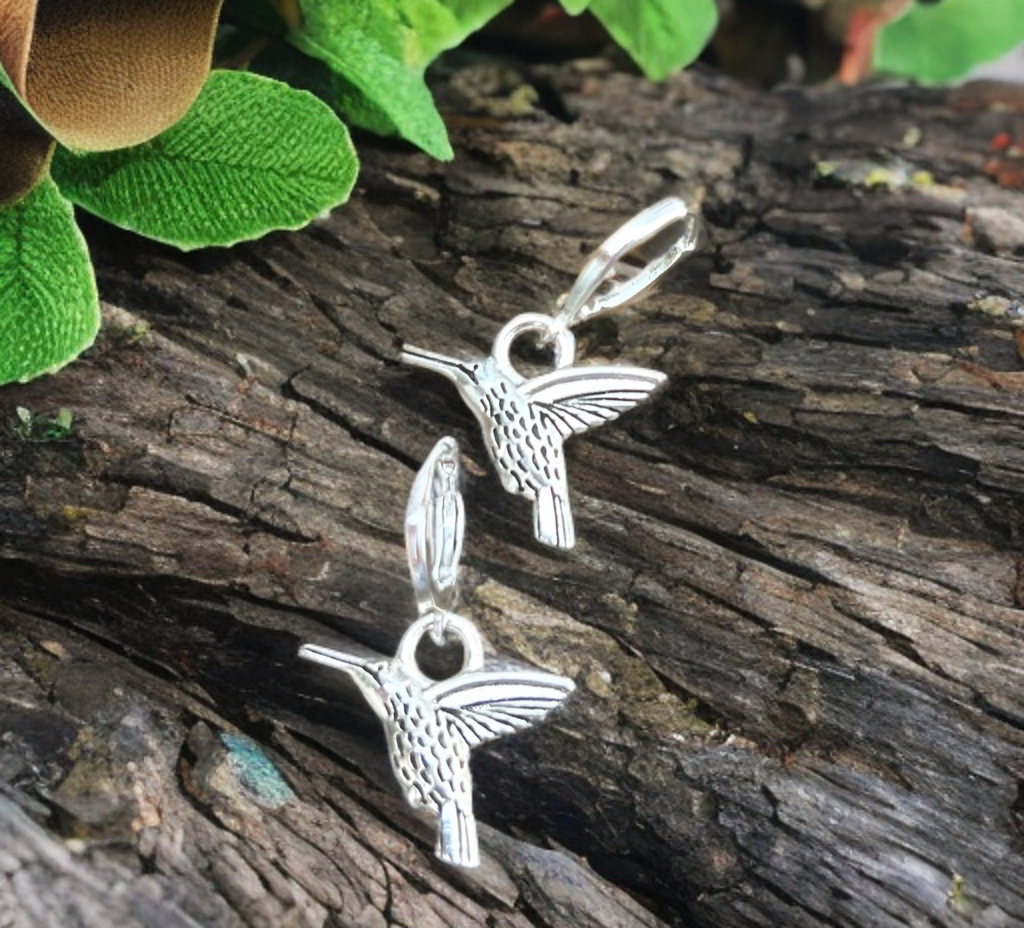 Hummingbird Earrings in Tibetan Silver, Stainless Steel, Handmade Jewelry, Inspired by Nature and Freedom