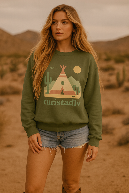 Sudadera diseño de Tipi en el desierto, Ruta 66, Tipi indio de cabaña de aventura, regalo para amantes de la naturaleza, suéter de camping