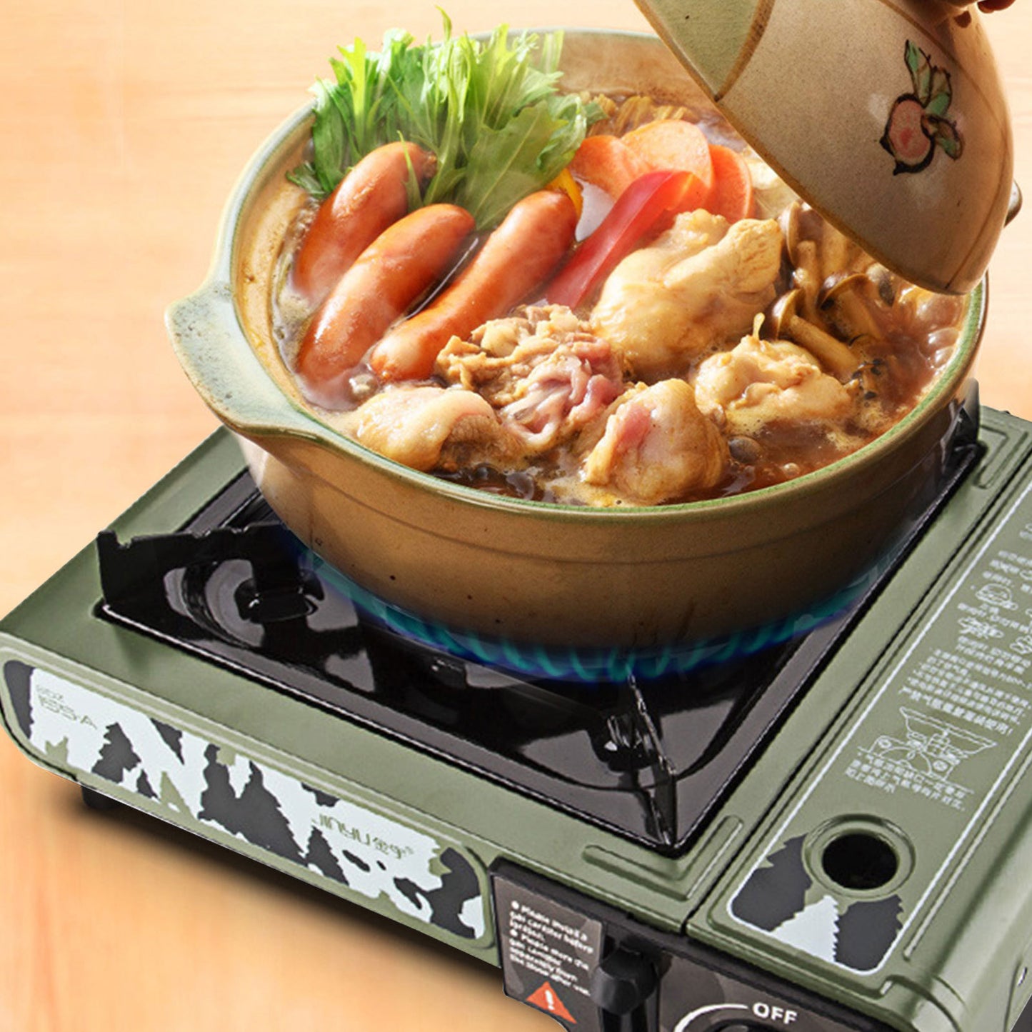 Portable Gas Stove with Map, Hot Pot, Waska Fuel Tank, BBQ, Outdoor Camping Stove.