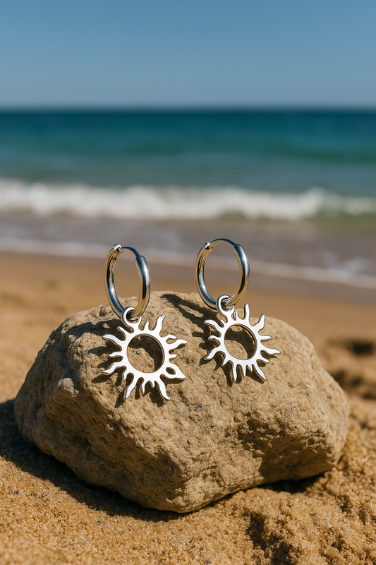 Pendientes de Sol Sunny, Aros Veraniegos Apilables