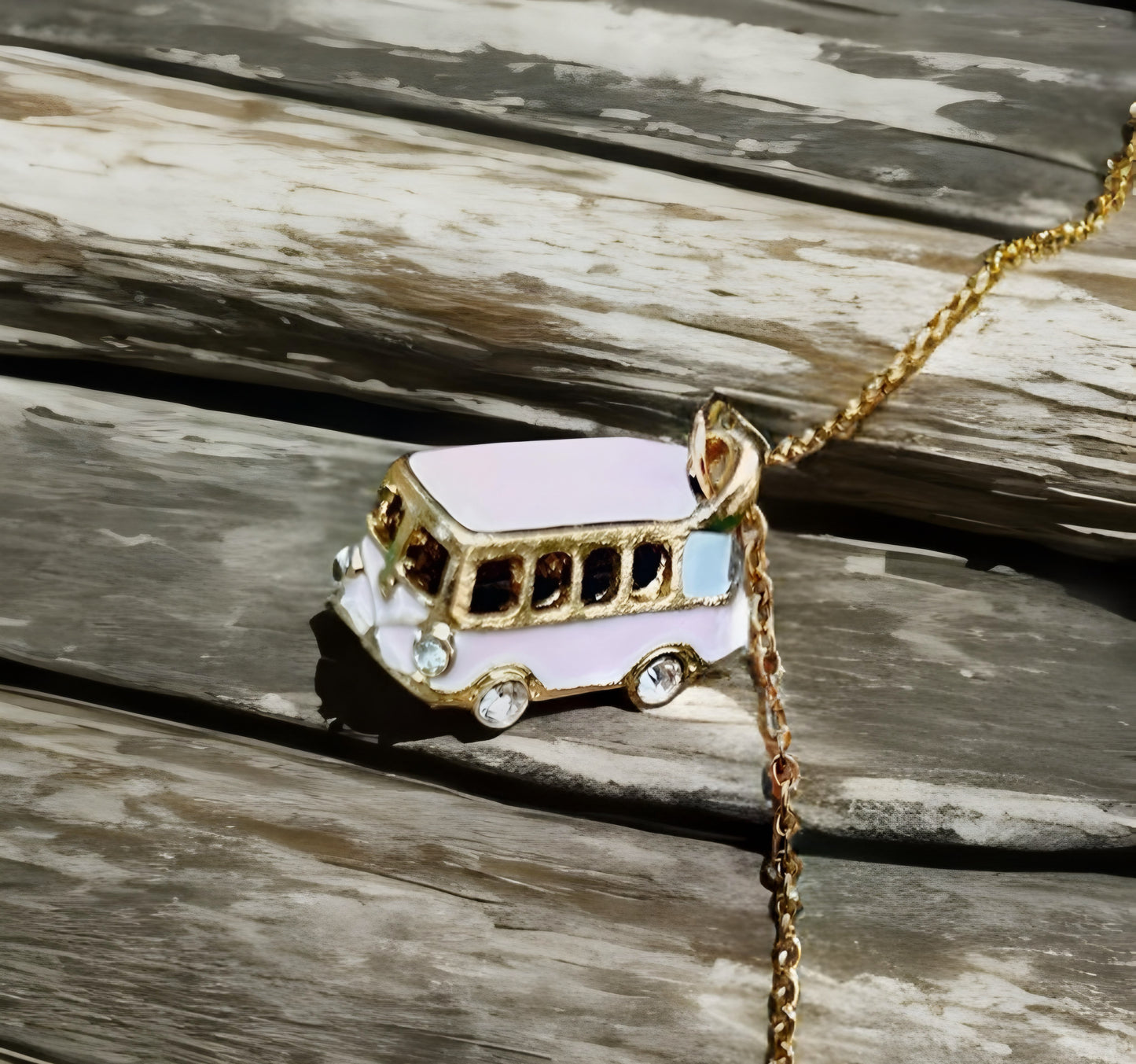Vintage Van Necklace in Steel and Enamel – Boho Chic Jewelry for Travelers, Adventurers and Nature Lovers van necklace, van life, vw, camper, van, traveler van life, vw, camper, van, traveler
