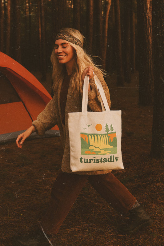 Bolsa de mano de naturaleza, ecológica, bolsa de compras, bolsa de viaje, tote bag, tote de escapada de fin de semana, regalo amante de la naturaleza, cascada