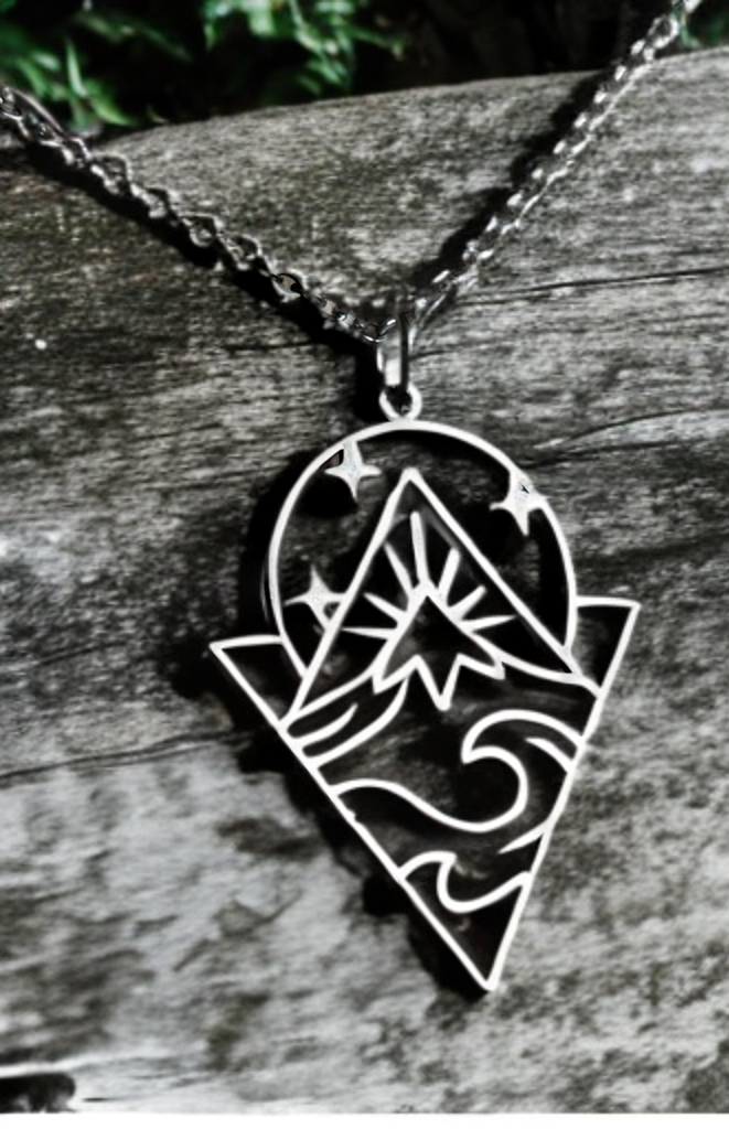 Collar de montaña, colgante de cordillera, regalo de montaña, encanto de montaña, regalo montañero, senderismo, excursión, viajero, bosque.