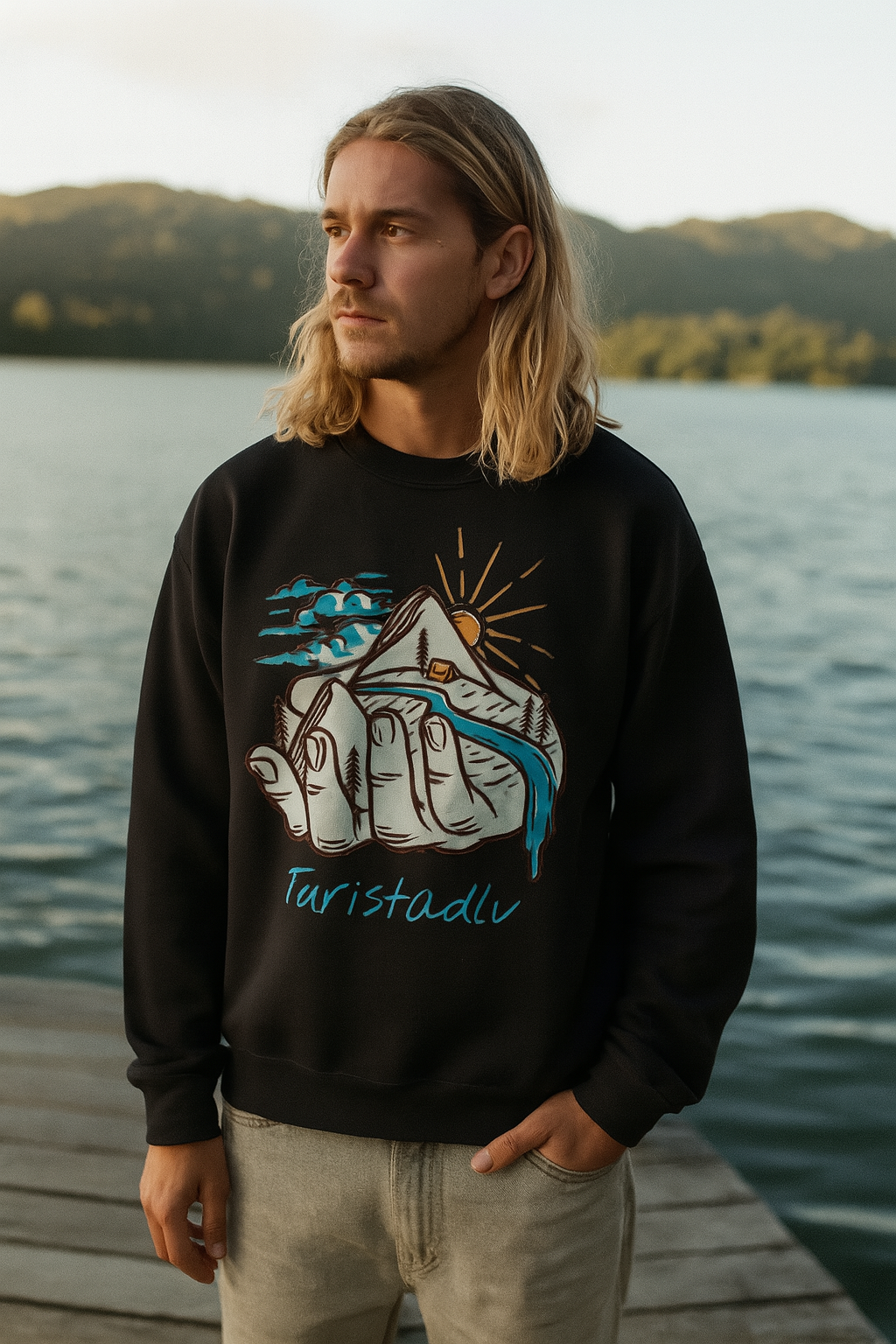 Sudadera Mountain Vibes - Acogedor cuello redondo unisex con diseño natural, ideal para amantes del aire libre, regalos para aventureros, casual. Regalo viajero.