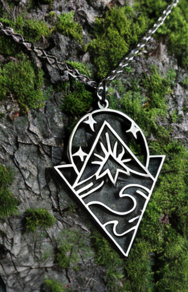 Collar de montaña, colgante de cordillera, regalo de montaña, encanto de montaña, regalo montañero, senderismo, excursión, viajero, bosque.