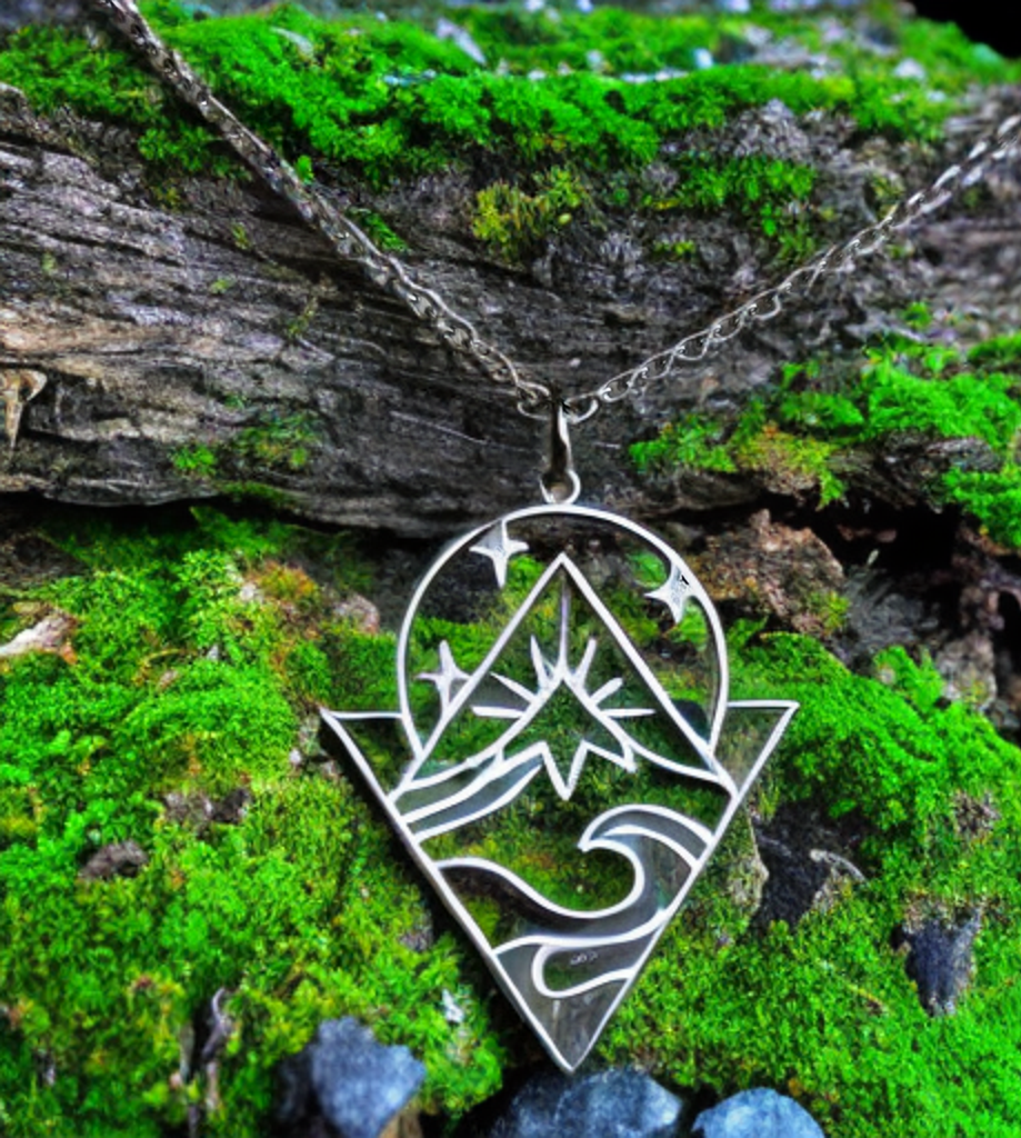 Collar de montaña, colgante de cordillera, regalo de montaña, encanto de montaña, regalo montañero, senderismo, excursión, viajero, bosque.