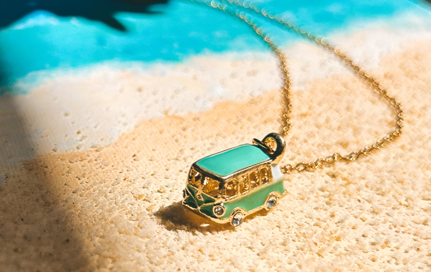 Vintage Van Necklace in Steel and Enamel – Boho Chic Jewelry for Travelers, Adventurers and Nature Lovers van necklace, van life, VW, camper, van, traveler.
