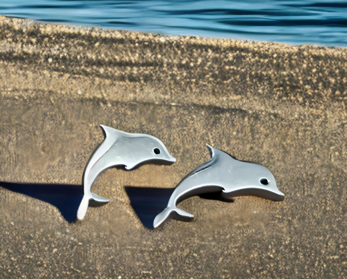 Dolphin earrings, Wild Dolphin. Dolphin earrings, dolphin jewelry, dolphins, lobe earrings, nautical earrings, sea, ocean.