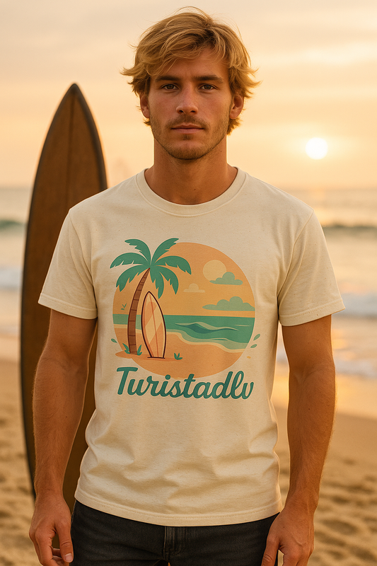 Camiseta con diseño de surf tropical, camiseta para amantes de la playa, ambiente de vacaciones, regalo para surfistas, atuendo de verano