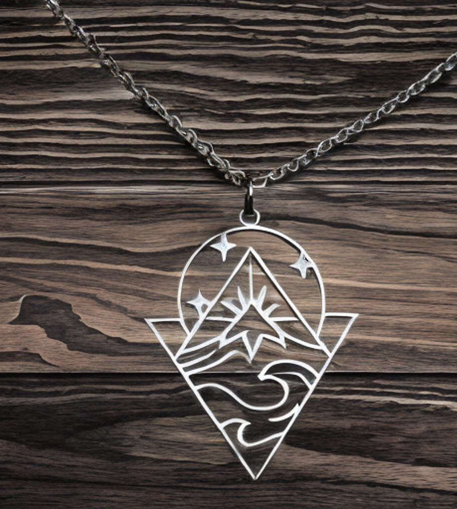 Mountain necklace, mountain range pendant, mountain gift, mountain charm, mountaineer gift, hiking, trekking, traveler, forest.