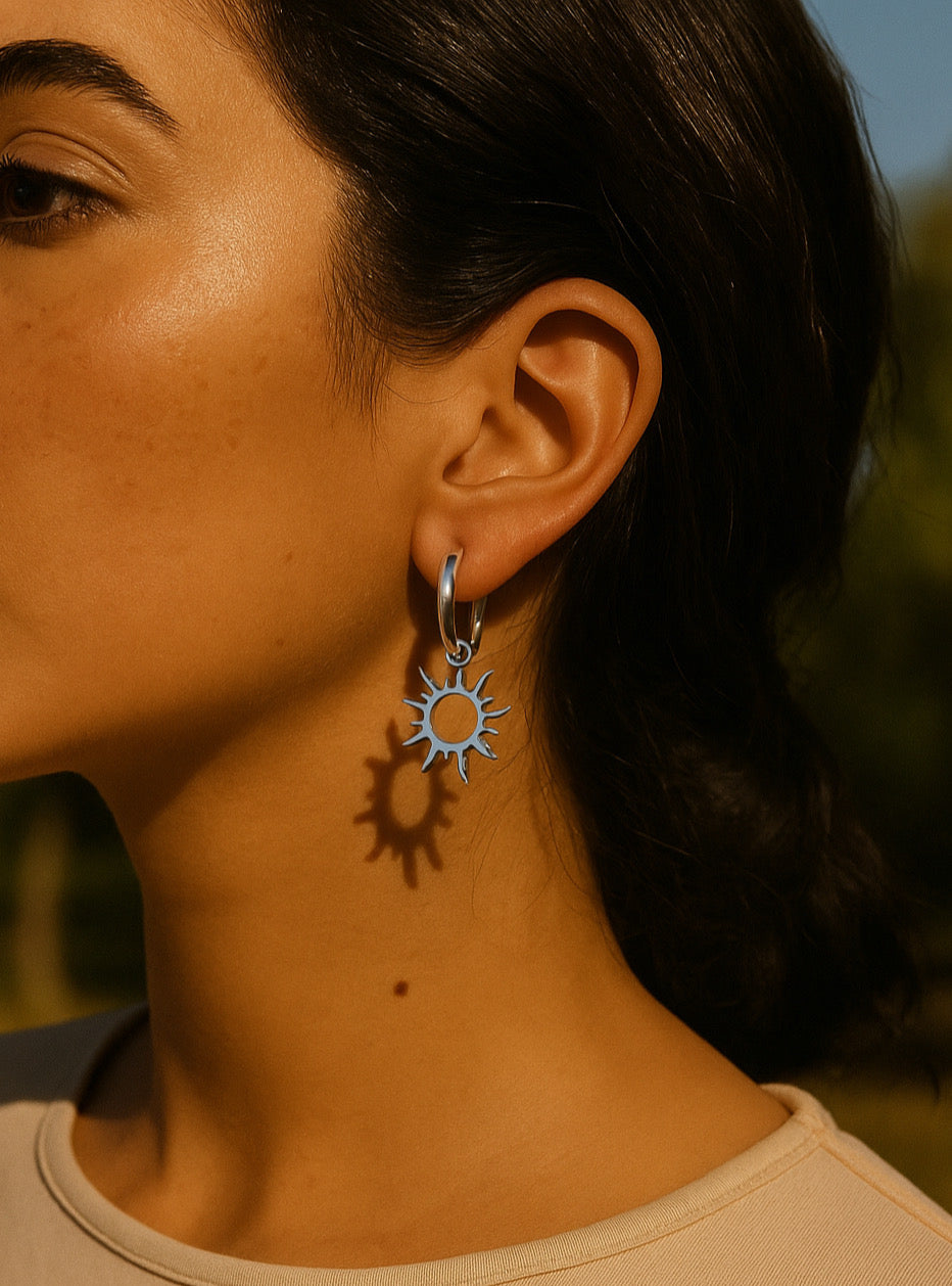 Sun earrings, SUNNY, sun earrings, hoops, earrings, sun earrings, sun jewelry, sun hoops, hoop earrings, summer hoops, beach, stackable.