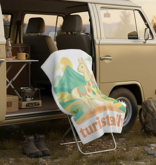 Manta de lana Sherpa de ilustración de montaña de alpaca peruana