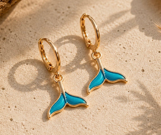 Aretes cola de ballena, pendientes cola de sirena, Pendientes de sirena, pendientes cola de ballena, sirena, aros, veraniego, surf, aretes.