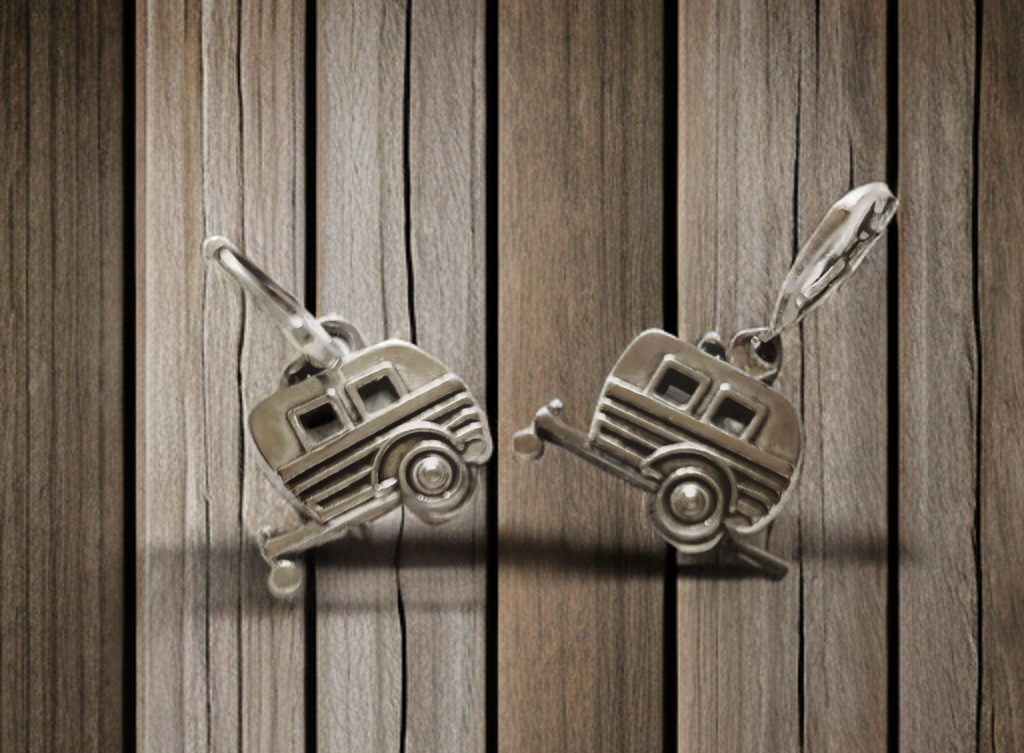 Earring, caravan, RV. Earrings, caravan, adventurer jewelry, hoops, camper, backpacker, hiker, camping, travel, traveler.