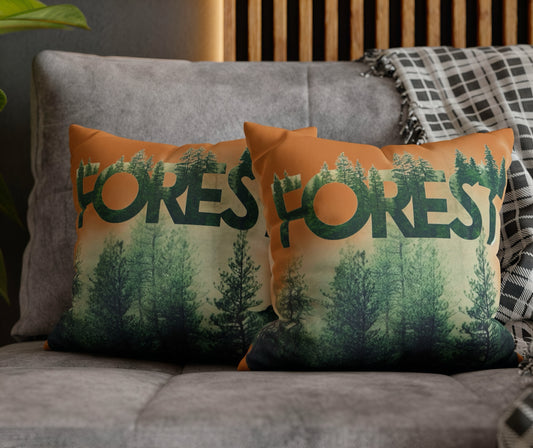 Forest Themed Throw Pillow Cover, Cozy Home Decor, Nature Lover Gift, Wild Vibes, Camping