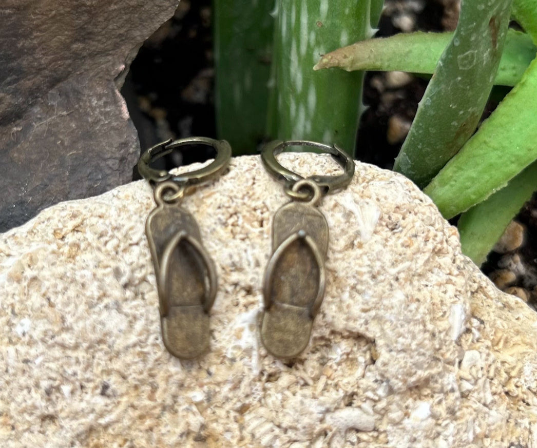 Flip-flop earrings, ARIZONA ROAD. Sandal, hoop, earrings, flip-flop, summer earrings, surfer earrings, beach, sun, summer jewelry