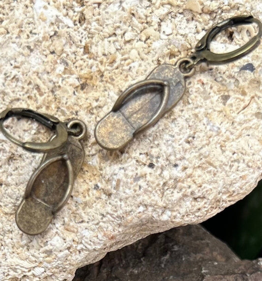 Flip-flop earrings, ARIZONA ROAD. Sandal, hoop, earrings, flip-flop, summer earrings, surfer earrings, beach, sun, summer jewelry
