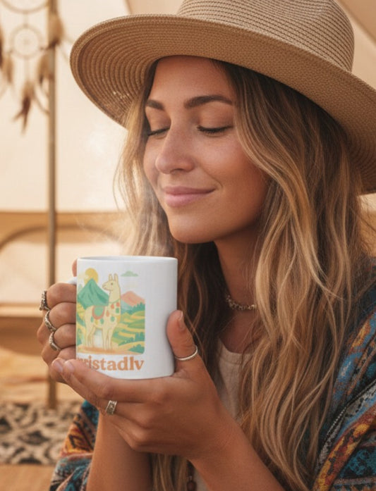 Taza de Llama Peruana, taza de cerámica , Regalo andino, taza de alpaca, vicuña, guanaco.