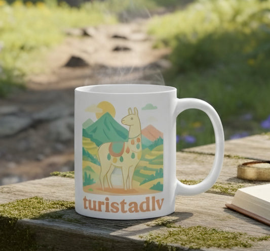 Taza de Llama Peruana, taza de cerámica , Regalo andino, taza de alpaca, vicuña, guanaco.