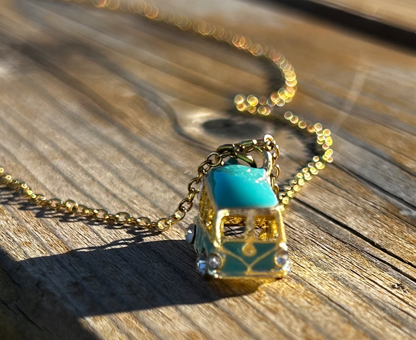 Vintage Steel and Enamel Van Necklace – Boho Chic Jewelry for Travelers, Adventurers, and Nature Lovers, van necklace, van life, VW, camper, van, traveler Van Life Necklace.