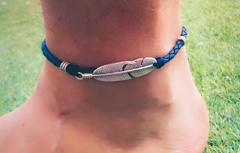 Tobillera, pulsera para el pie, tobillera de pluma, tobillera de hombre, tobillera de mujer, tobillera boho, surf, tobillera ajustable. MI BANDERA