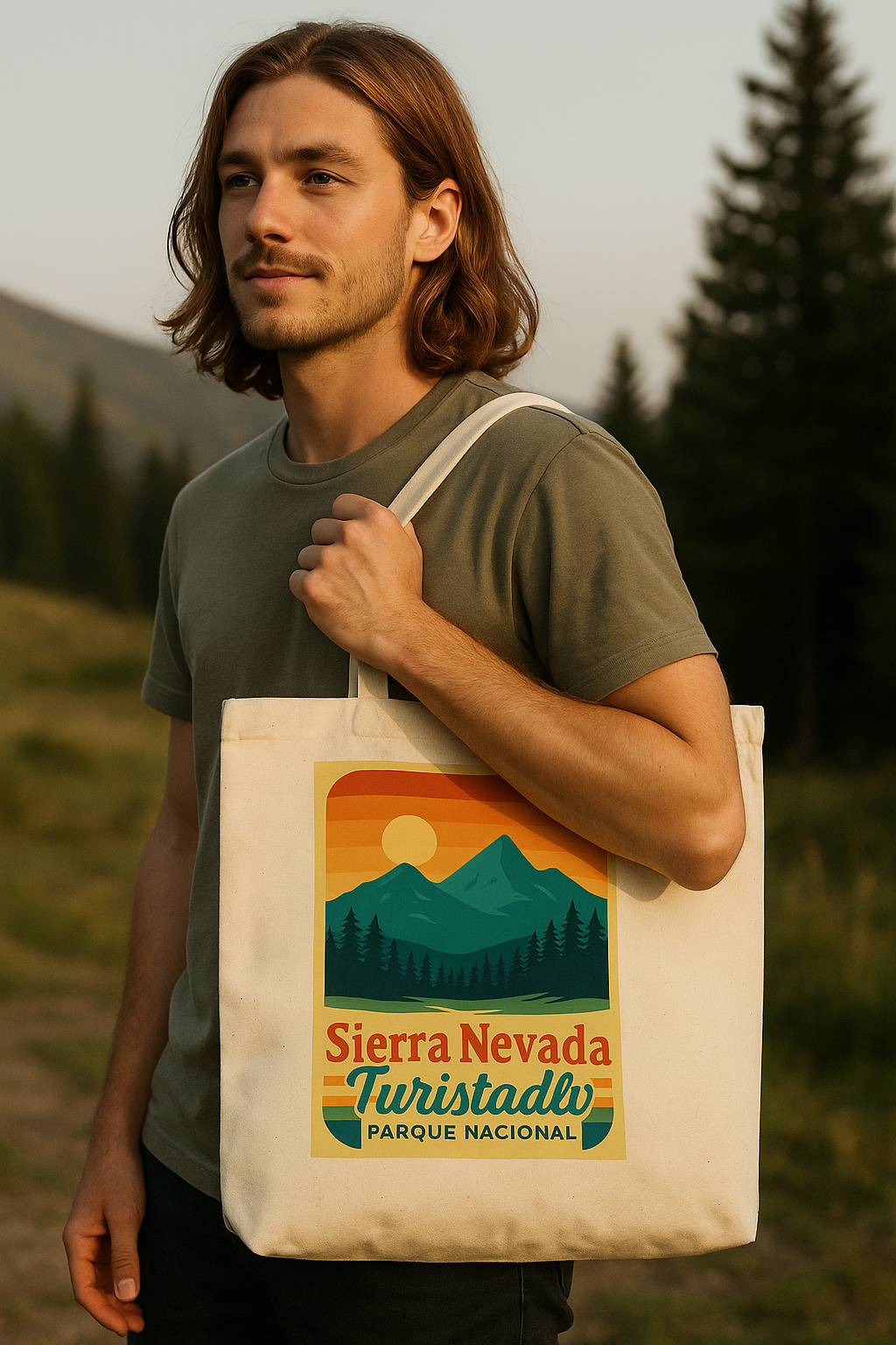 Bolsa de mano del Parque Nacional Sierra Nevada, bolsa de mano, tote bag, regalo para amantes de la naturaleza, bolsa de compras reutilizable.